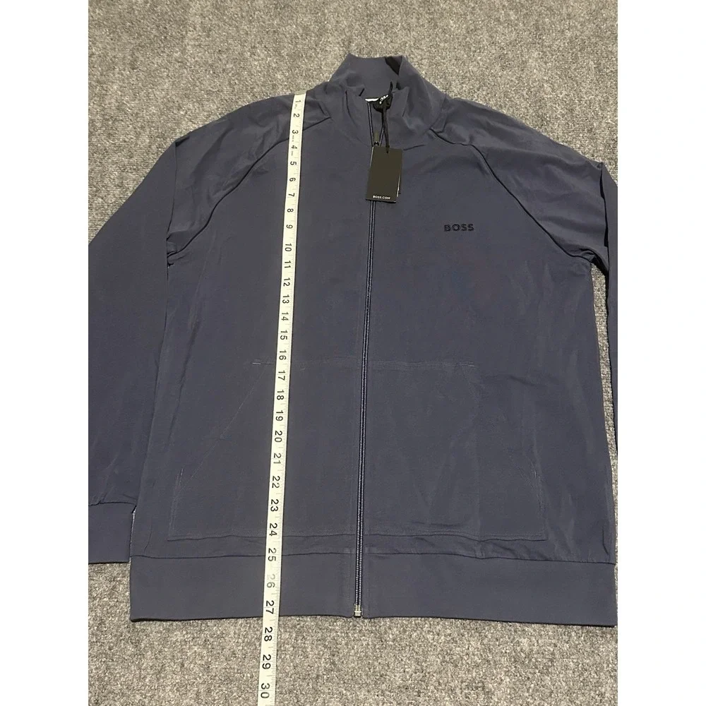 Hugo Boss Mens M Greyish Blue Full Zip Mix & Match Mock Neck Jacket NWT